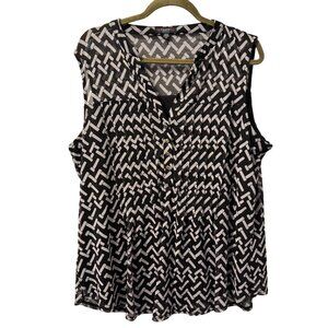 Cocomo Black & White Geometric Print Sleeveless Blouse Sz 2X  Woman top